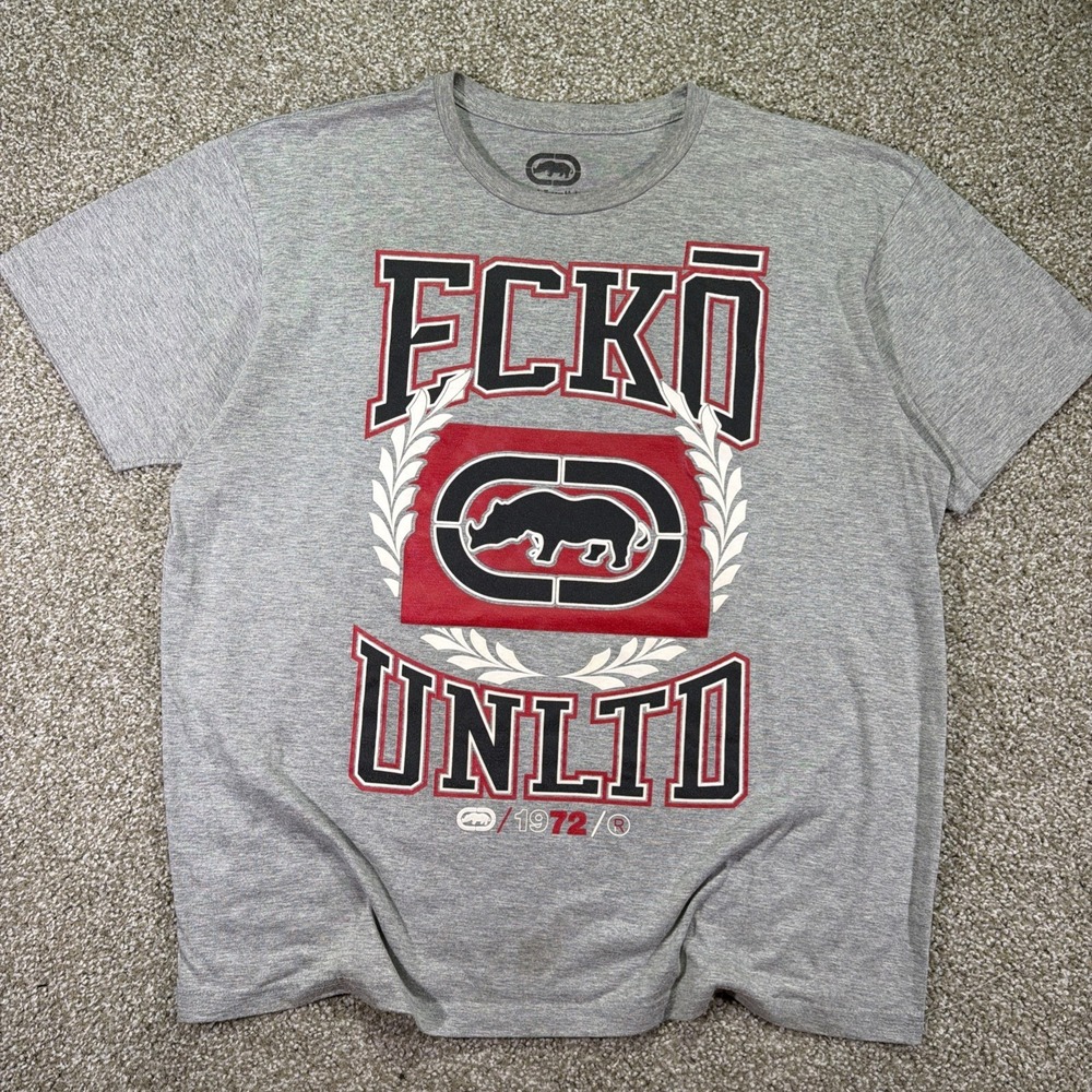 Y2K Ecko Gray Puff print Tee Hiphop Essentials XL